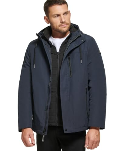 Image of Calvin Klein Men's Hooded Performance Soft Shell Jacket with Bib