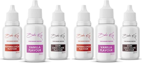 Image of BAKE KING Combo of Butterscotch, Chocolate, Vanilla Flavour Essence 30 ML Each ( Set of 3 ) (Pack of 2)