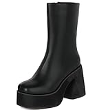 ♛Occionen para: Las botas de plataforma negra de estas mujeres podrían estar diseñadas con jeans, pantalones calientes, faldas para ocio, citas y tiendas, e incluso club de noche.
