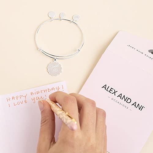 Alex and Ani Occasions Expandable Bangle for Women, Sweet 16 Charm, Shiny Silver Finish, 2 to 3.5 in4