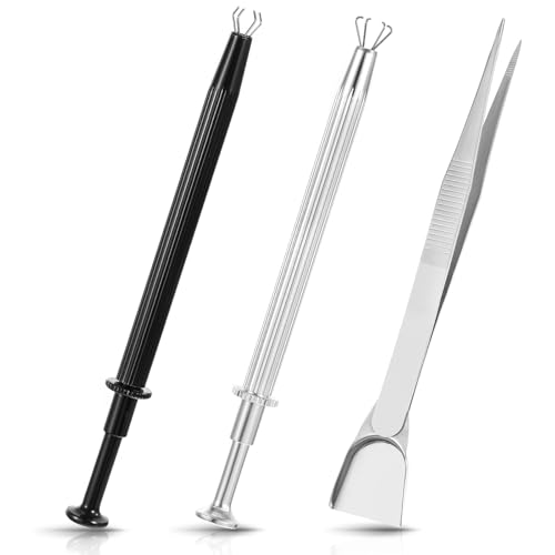3 Pcs Piercing Ball Grabber Tool Set Jewelry Tweezers Diamond Pick Up Sprinkle Pen Precision Stainless Steel Jewelry Locking Tweezers for Tiny Objects IC Chip Electronic Components