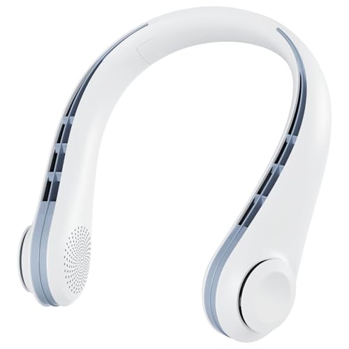 ACELIFE Nackenventilator Tragbarer Hals Ventilator Leise mit 5000 mAh USB Wiederaufladbare Portable Leafless Neck Fan Einstellbar Halsventilator 3 Geschwindigkeiten für Reisen Sport Innen Außen