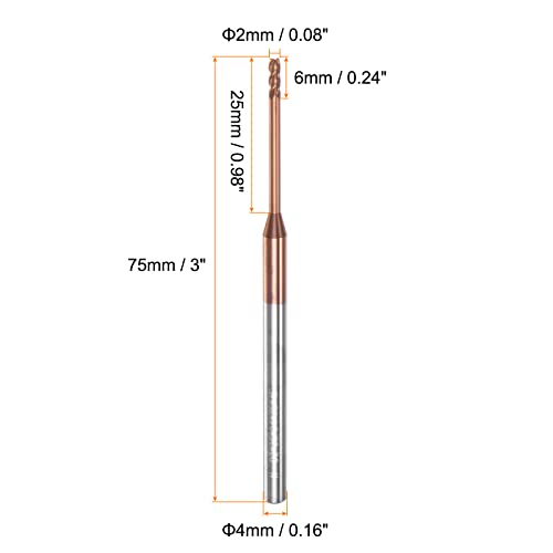 Image of HARFINGTON 2pcs Square Nose End Mill 4mm Shank 2mm x 25mm AlTiSin Coated Solid Carbide Long Reach Extended Neck 4 Flutes CNC Router Bit Milling Cutter for Stainless Steel Hardened Steel