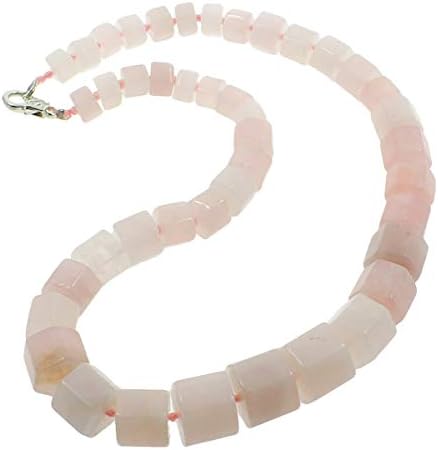 Treasure Bay Stunning Agate Gemstone Chunky Necklace for Women and ladies (Rose Quartz 2), 12-26mm