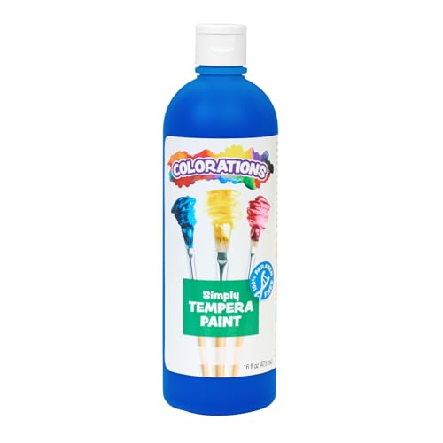 Colorations Paraben-Free Tempera Paint for Kids - Blue 16 Ounce Bottle Non-Toxic and Made in The USA