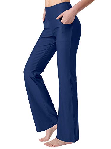 Image of Zeronic Women's Bootleg Yoga Pants with Pockets Long Bootcut Workout Running Pants Tummy Control Pockets Work Pants for Women