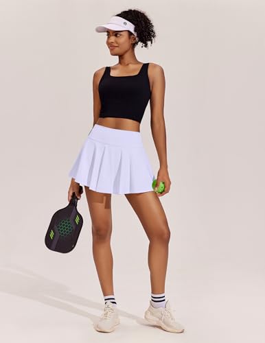 Image of PINSPARK Womens Tennis Skirt Pleated Athletic Skirts with Pockets Shorts High Waisted Golf Skort for Workout Pickleball