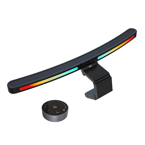 ONWAY Curved Monitor Light Bar with Wireless Remote,Monitor Light Bar with Auto-Dimming and Camera Base,Applicable to All Screens. No Screen Glare,for (RGB)