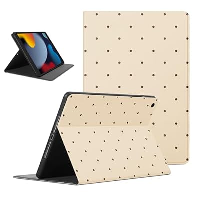 Tablet Case for for Huawei Mediapad M5 / M5 Pro 10.8 10.8'',Brown Dot on Beige | Classic Protective Tablet Cover for Boys Girls Women Stylish Protective Tablet Cover Flip Leather PU Funda Adjustabl