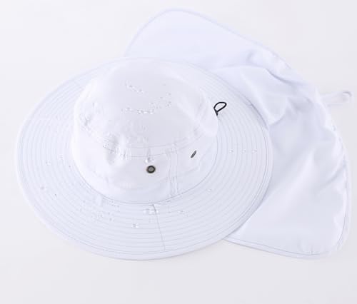 Image of Home Prefer UPF50 Mens Sun Hat with Neck Flap Quick Dry UV Protection Cap Womens Wide Brim Fishing Hat Neck Flap Beach Garden