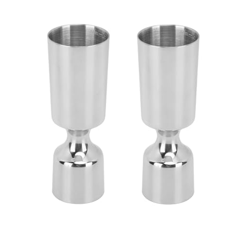 2PCS Cocktail Jigger for Bartending, Stainless Steel Bar Cocktail Measuring Jigger Double Head Measuring Cup Double Sided Jigger with Measurements Bartender Jiggers