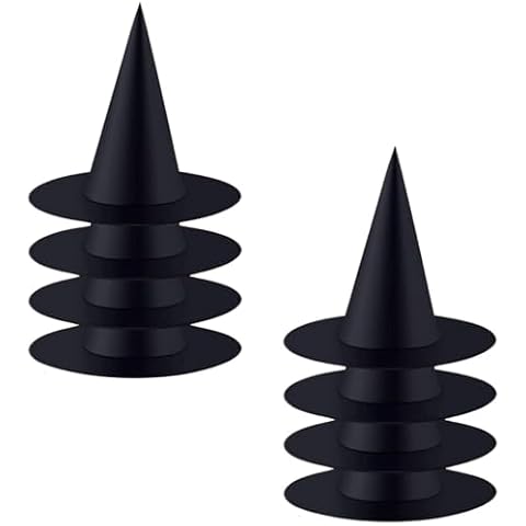 CROOT 8 Pieces Witch Hats Decorations, Halloween Costume for Hanging Witchs Hats Theme Decoration or Halloween Party Cosplay Holiday Hat,Black Witch Hat Cover