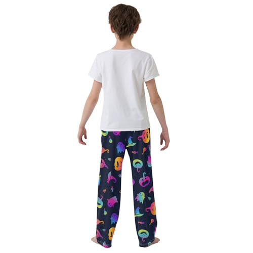 Galaxy Devil Pumpkin Boys Long Pants Soft Trousers Elastic Waist Kids Lounge Bottoms with Pockets S-XL3