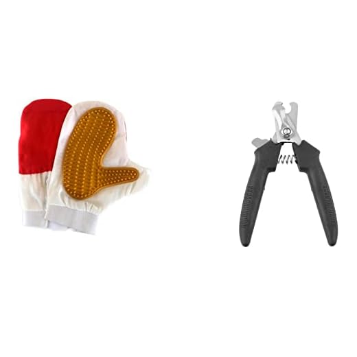 Kit Luva Pente Massageadora e Rasqueadora tosquiador Removedor Tira Pelos + Alicate de unhas pra cães e gatos Pet
