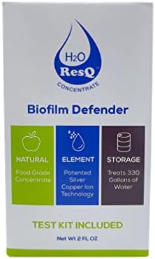 H2O ResQ Water Storage, Natural and Patented Formula, Treats 330 Gallons, Keeps Water Fresh for 5 Years, Test KIT Included!