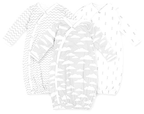 BaeBae Goods Baby Kimono  Baby Kimono Gown  Newborn Kimono Grey Clouds  Kimono Baby Clothes 3 Pack  Baby Girl Kimono  Baby Boy Kimono Sleepsuit Age 0-3 Months  Soft Pure Cotton Baby Kimono