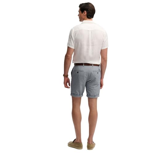 Superdry Premium Textured Chino Short Pantalones, Blue Houndstooth, 32W Unisex Adulto