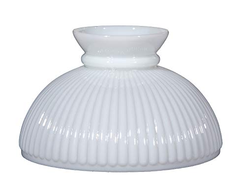Image of B&P Lamp 10 inch Opal White Glass Ribbed Student Lamp Shade with Plain Top