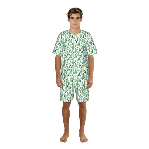 Pyjama court homme respirant et léger motif fleur de cactus
