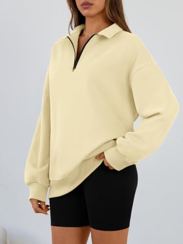 Image of Trendy Queen Women's Oversized Half Zip Fleece Sweatshirts-Cozy Pullover, Sweaters for Fall Winter