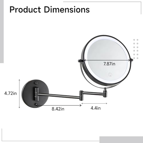 Miroir grossissant mural haut de gamme double face LED - 5