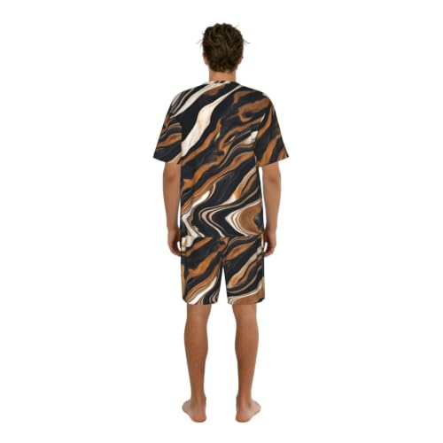Pyjama homme imprimé marbre ensemble extensible pour éviter la chaleur la nuit