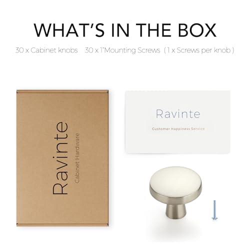 Image of Ravinte 30 Pack Single Hole Kitchen Round Cabinet Knobs Brushed Nickel Cabinet Pulls Drawer Knobs Kitchen Cabinet Hardware Kitchen Handles