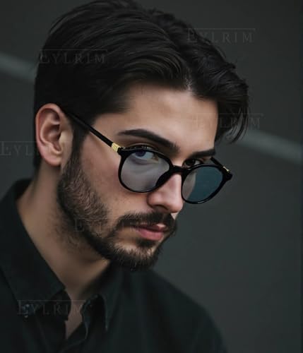 Image of EYLRIM Classic Round Glasses for Women Men Circle Frame Blue Light Glasses Nerd Eyeglasses