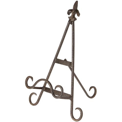 Bard's Antique Gold-toned Wrought Iron Easel, Fleur de Lis, 11