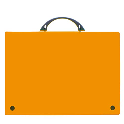 Grafoplas - Maletín de Polipropileno con Asa Abatible. Naranja Floúr. 345x245x40mm