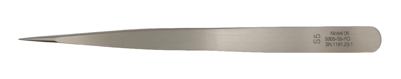 Dumont - Pinzette di precisione per orologiaio, forma S5, lunghezza 130 mm, 100% antimagnetico, materiale a scelta, bronzo o nichel (Nickel)