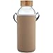 Ferexer 1500 ml Bottiglia di Acqua in Vetro Borraccia Sportiva in Vetro Borosilicato con Coperchio in bambù e Custodia in Neoprene 1.5 L / 1.5 Liter Oro
