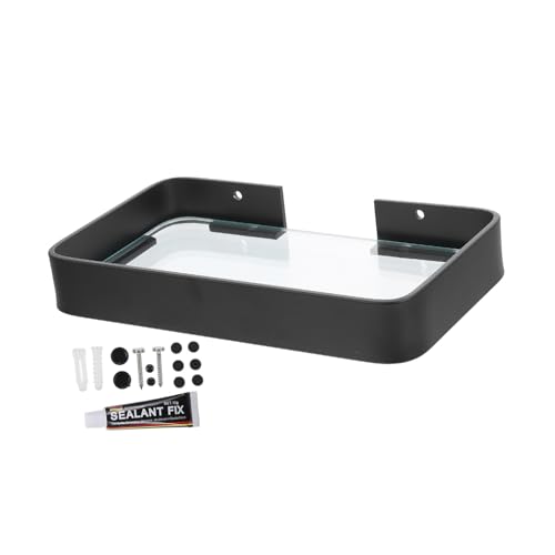 Alipis 1 Juego estante bandejas baño tapa muro encimera rejilla bandeja de almacenamiento soporte de almacenamiento de champú ducha titular de artículos diversos Pegamento sin uñas Black