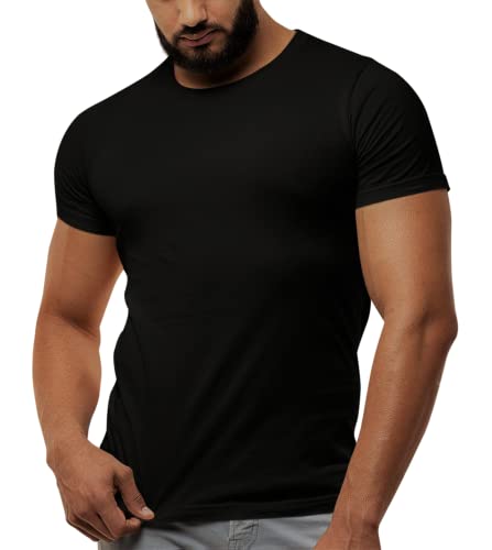 Men's T-Shirt - Modern Fitted Essential Blanks Soft Stylish Crewneck Short Sleeve Tees for Guys