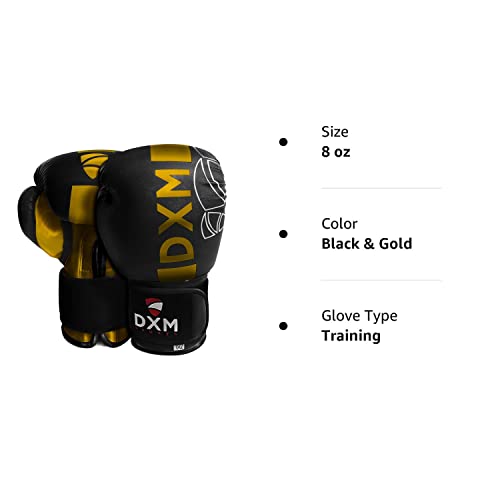 Dxm Sports Boxing Gloves For Men & Women, Boxing Training Gloves Ideal For Heavy Punching Bag Workout Kickboxing, Muay Thai, Mma Black & Gold, 14 Oz #TOP7