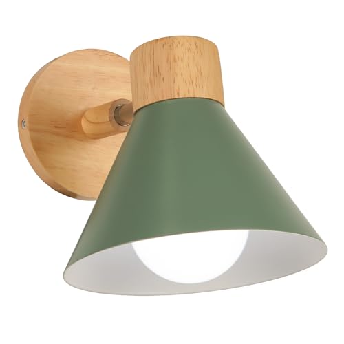 LIGKIN Wandleuchten Innen, Moderne Industrielle Wandlampe, E27 Drehbarer Wandleuchte Holz Dekorative Innenbeleuchtung für Schlafzimmer Wohnzimmer Flur Cafe, Ø18cm