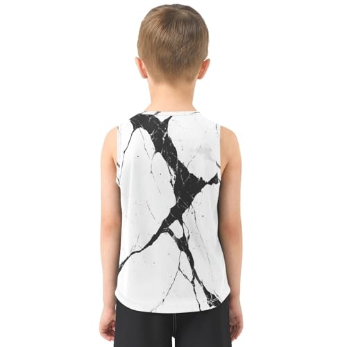 Boys Tank Top Shirts Black White Marble Sleeveless T-Shirts Crew Neck for Kids Clothing Children3