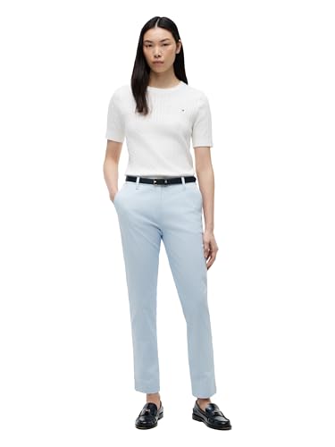 Image of Tommy Hilfiger Women's Twill Slim Chino Pants with Stretch Mid Rise Ankle Pants
