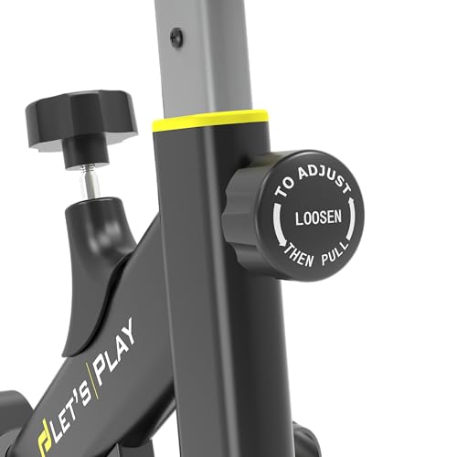 Image of LET'S PLAY SB-100 Spin Bike Exercise Cycle for Home Gym Fitness Workout Cardio Training With 8Kg Flywheel, 35 Adjustable Resistance Levels, Silent Belt Drive, 100Kg Weight Capacity (Black and Yellow Colour)