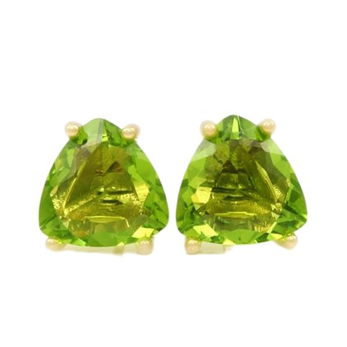 Boucles d'oreilles péridot naturel argent plaqué or femme style minimaliste