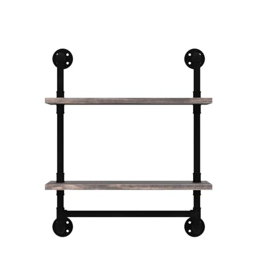 Industrial-Pipe-ShelvingIron-Pipe-Shelves-Bathroom-Shelves-with-Towel-bar24in-Rustic-Metal-Pipe-Floating-Pipe-Wall-Shelf2-Tier-Industrial-Wall-MountedRetro-Brown Industrial Pipe ShelvingIron Pipe Shelves Bathroom Shelves with Towel bar24in Rustic Metal Pipe Floating Pipe Wall Shelf2 Tier Industrial Wall MountedRetro Brown