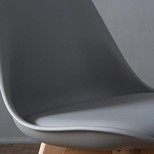 TUKAILAi Grey Dining Chairs Set of 2 with Faux Leather Cushioned Upholstered Seat Kitchen Chairs with Solid Wood Legs Retro Lounge Chairs For Home Office Dining Room Restaurant Furniture