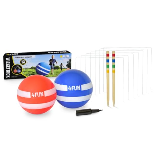 4 FUN WICKET KICK - Giant Kick Ball Croquet Outdoor Games -...