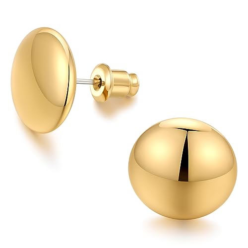 FAMARINE Dot Earrings Gold Silver Stud Earrings for Women Flat Round Earrings Minimalist Earrings