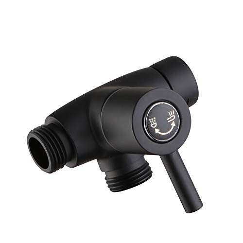 Solid Brass Shower Arm Diverter for Hand Held Showerhead and Fixed Shower Spray Head âˆ£ G 1/2 3-Way Bathroom Universal Shower System Replacement Part (Matte Black)