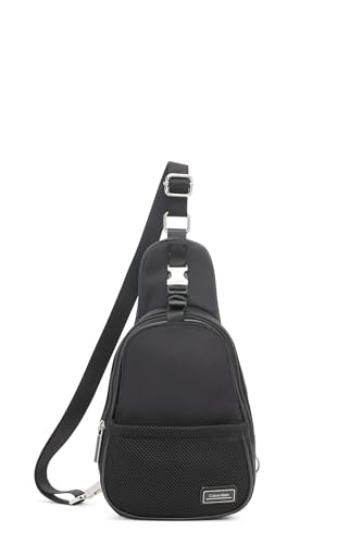 Calvin Klein Jessie Organizational Sling Backpack, Black/Silver, One Size - image 1
