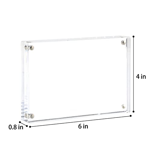 Pitbvo Acrylic Photo Frame, 20Mm Thicker Frameless Clear Picture Frame, Double Sided Magnetic Postcard Display, Free Standing Desktop Display Stand, 2 Pack 4X6 Inches (Rounded Corner) #TOP1
