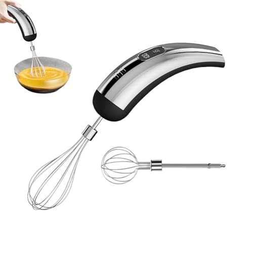 Batidor eléctrico de mano, batidora de acero inoxidable, 5 velocidades ajustables, cocina portátil con diseño ergonómico y control de mezcla multifunción, herramienta para hornear para cocinar en casa