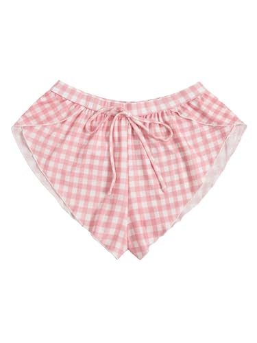 Image of MakeMeChic Women's Pajama Bottoms Floral Print Tie Front Micro Short Side Slit Summer Lounge Shorts