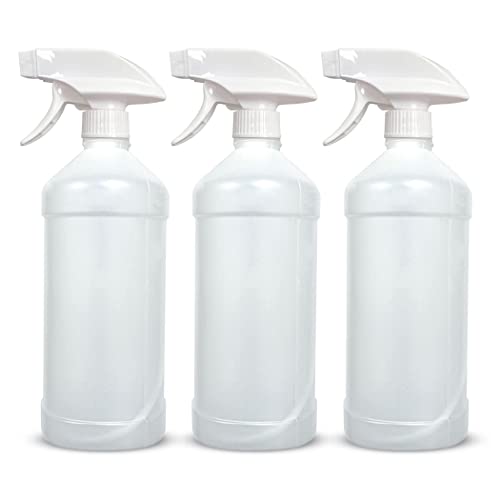 SPRAYZ Large 16oz Spray Bottles For Cleaning and Gardening, Plants, Water, Durable Trigger Sprayer, Refillable, Natural HDPE Plastic Bottle (3-Pack)